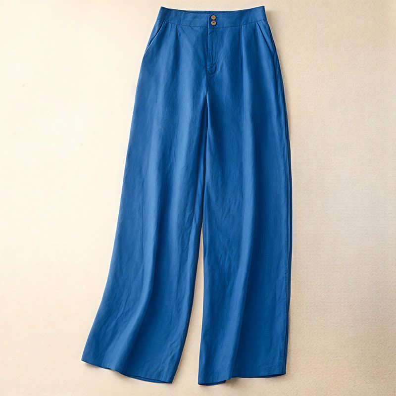 Nimara Ritual Summer Casual Simple Zipper Design Linen Women's Wide Leg Pants With Pockets