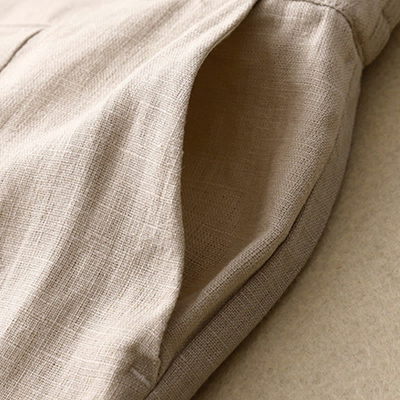 Nimara Ritual Summer Casual Simple Zipper Design Linen Women's Wide Leg Pants With Pockets
