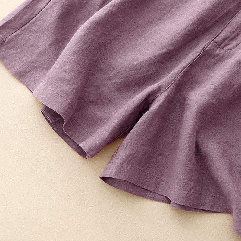 Nimara Ritual Summer Casual Embroidery Flower Pleated Zipper Button Polyester Women's Shorts With Pockets