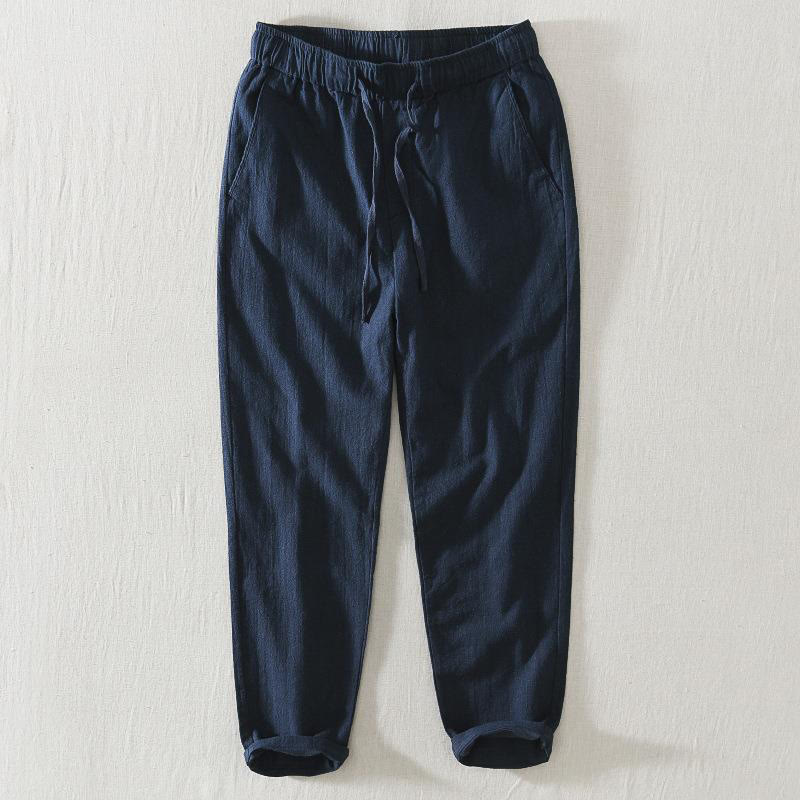 Nimara Ritual Summer Casual Drawstring Ramie Linen Men's Pants With Pockets