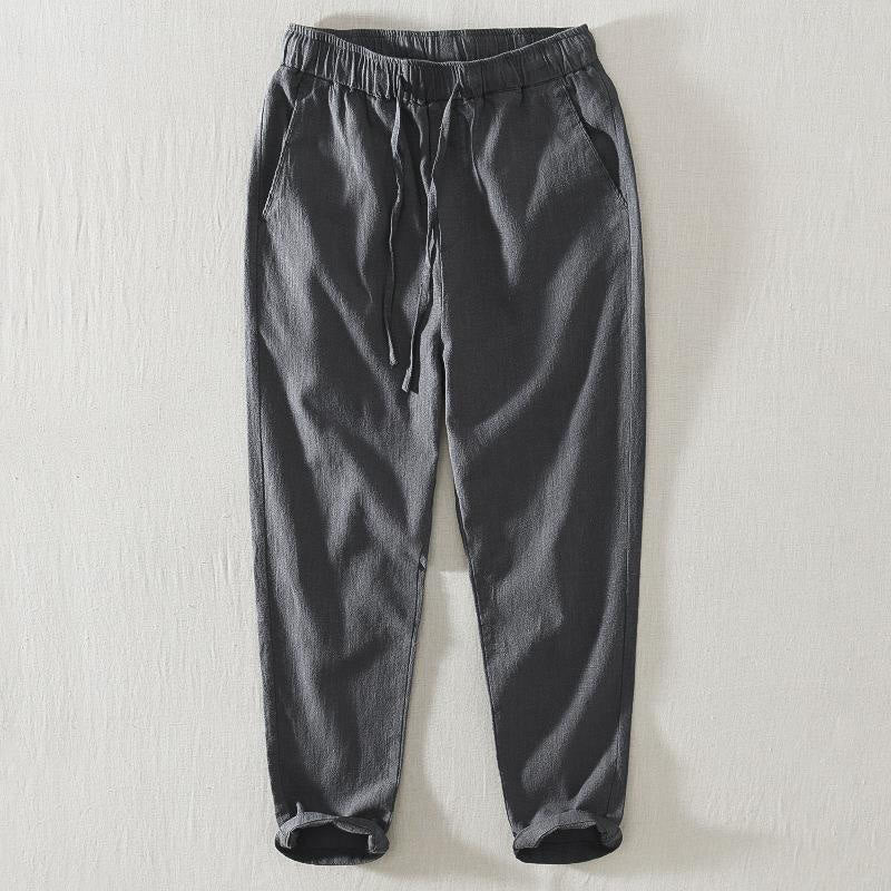 Nimara Ritual Summer Casual Drawstring Ramie Linen Men's Pants With Pockets