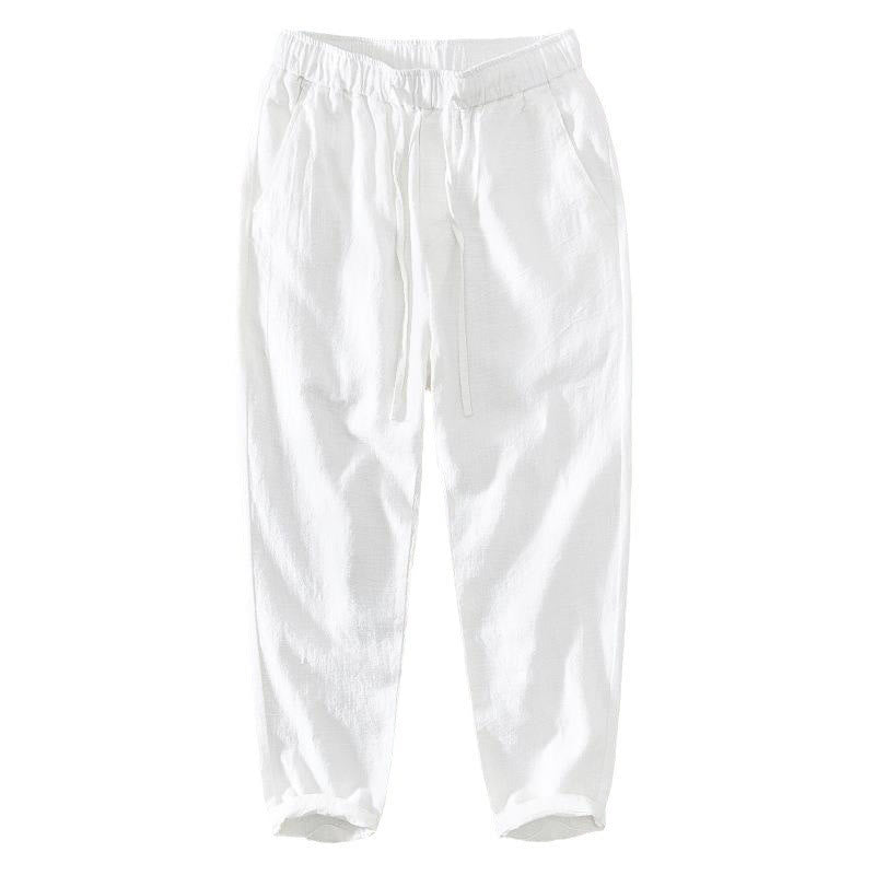 Nimara Ritual Summer Casual Drawstring Ramie Linen Men's Pants With Pockets
