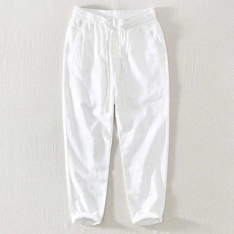 Nimara Ritual Summer Casual Drawstring Ramie Linen Men's Pants With Pockets