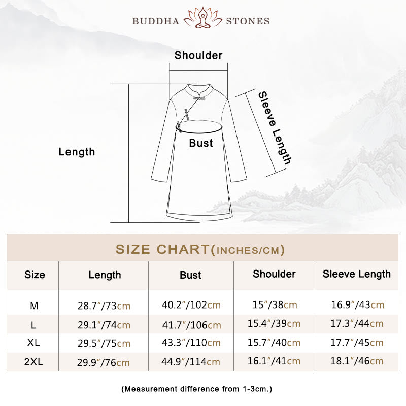 Nimara Ritual Solid Color Frog-Button Three Quarter Sleeve Double Layer Shirt