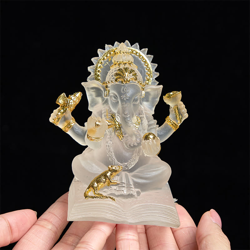 Nimara Ritual Transparent White Ganesh Ganpati Elephant Statue Protection Home Resin Decoration