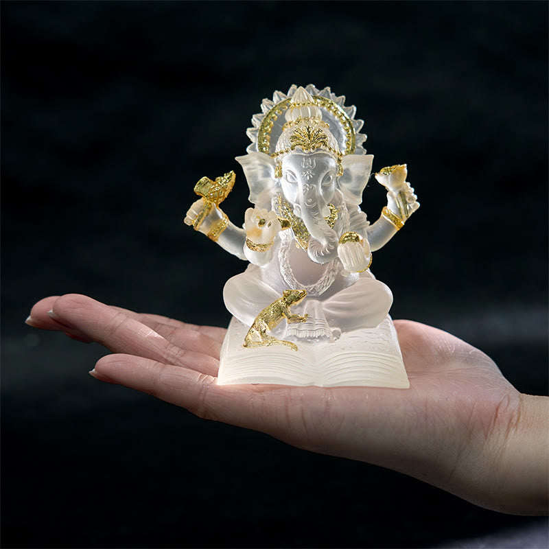 Nimara Ritual Transparent White Ganesh Ganpati Elephant Statue Protection Home Resin Decoration
