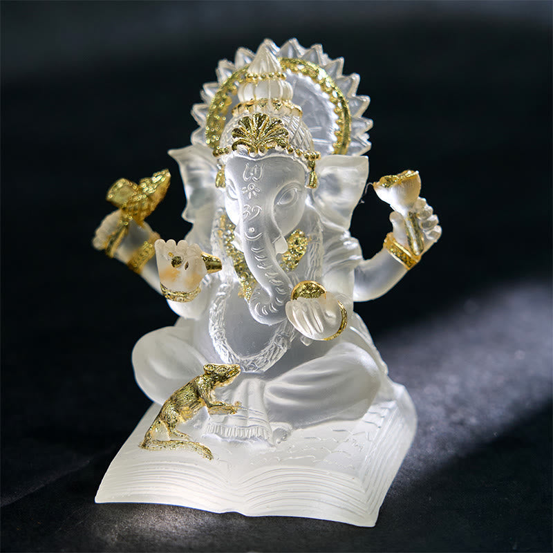 Nimara Ritual Transparent White Ganesh Ganpati Elephant Statue Protection Home Resin Decoration