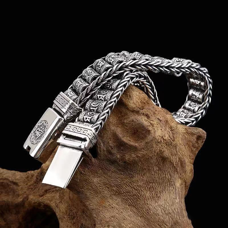 Nimara Ritual Tibetan Copper Buckle Om Mani Padme Hum Peace Metal Bracelet