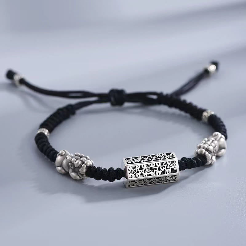 Nimara Ritual Tibetan Black String Copper Om Mani Padme Hum Pixiu Protection Braided Bracelet