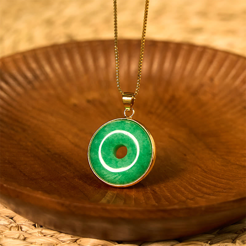 Nimara Ritual Natural Cyan Jade Peace Buckle Healing Luck Necklace Pendant
