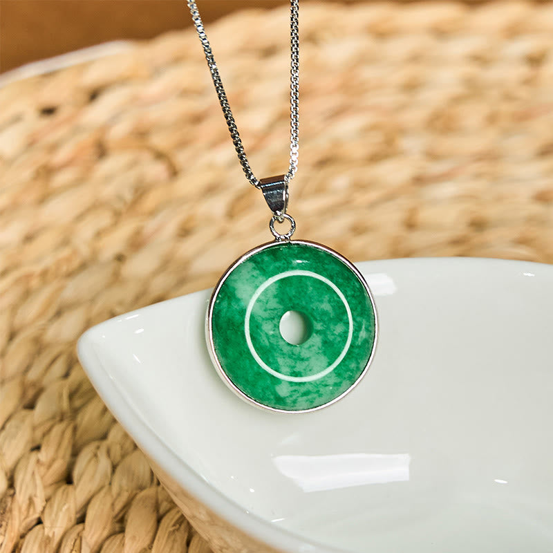 Nimara Ritual Natural Cyan Jade Peace Buckle Healing Luck Necklace Pendant