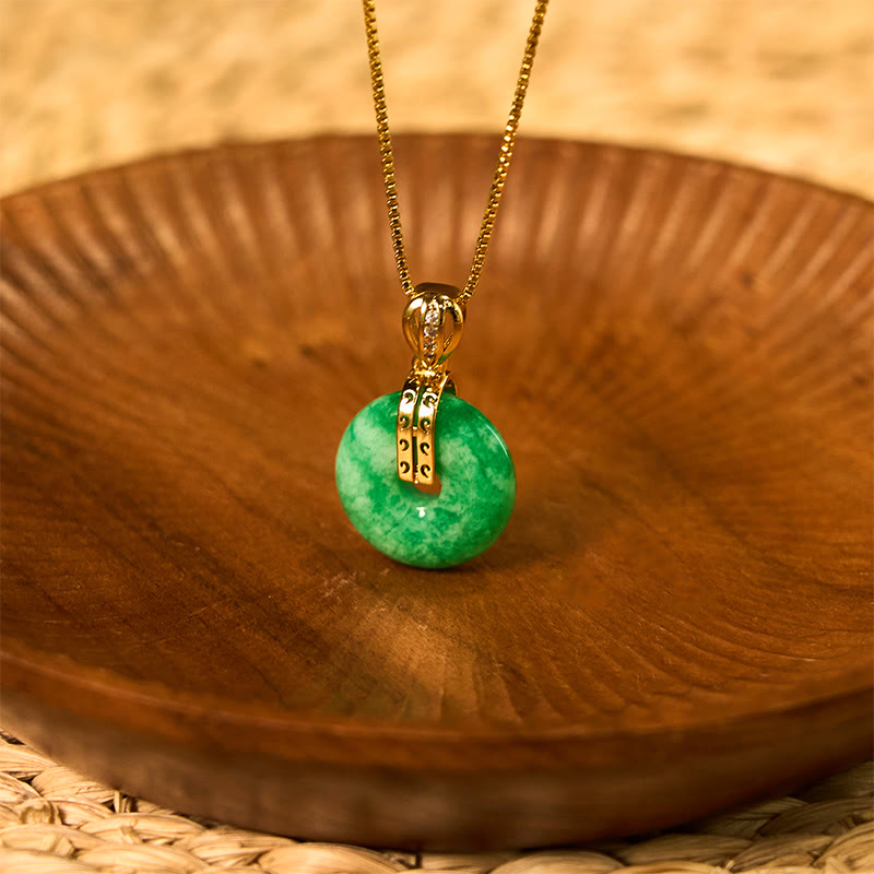 Nimara Ritual Cyan Jade Peace Buckle Healing Luck Necklace Pendant