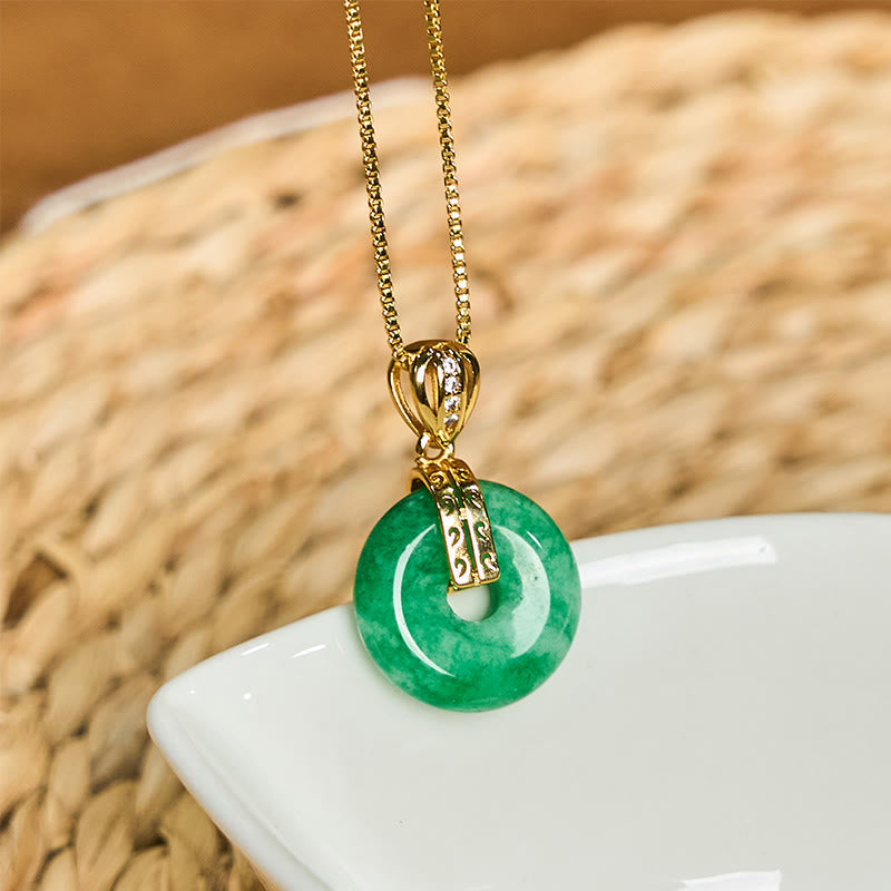 Nimara Ritual Cyan Jade Peace Buckle Healing Luck Necklace Pendant