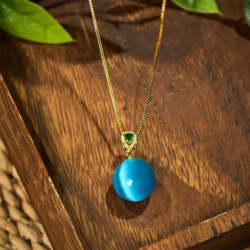 Nimara Ritual Cat's Eye Round Ball Confidence Necklace Pendant