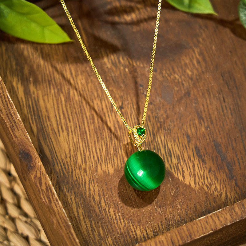 Nimara Ritual Cat's Eye Round Ball Confidence Necklace Pendant