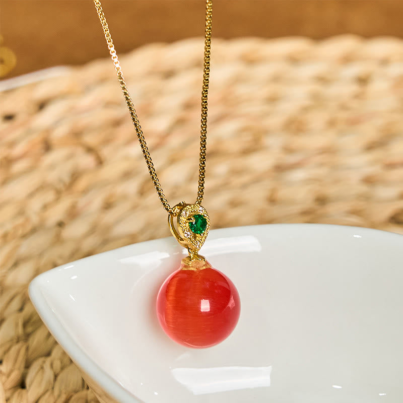 Nimara Ritual Cat's Eye Round Ball Confidence Necklace Pendant