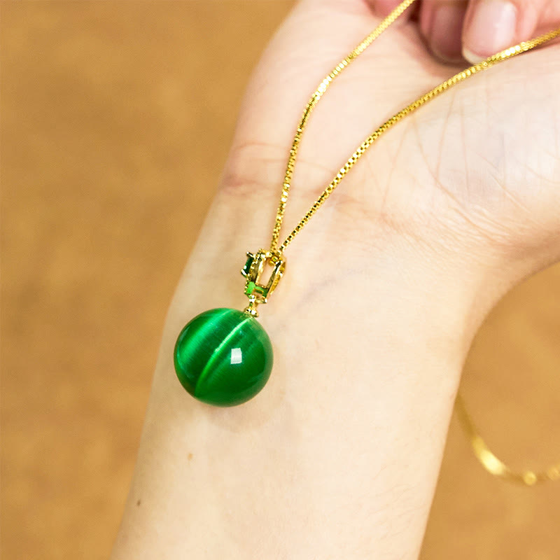 Nimara Ritual Cat's Eye Round Ball Confidence Necklace Pendant