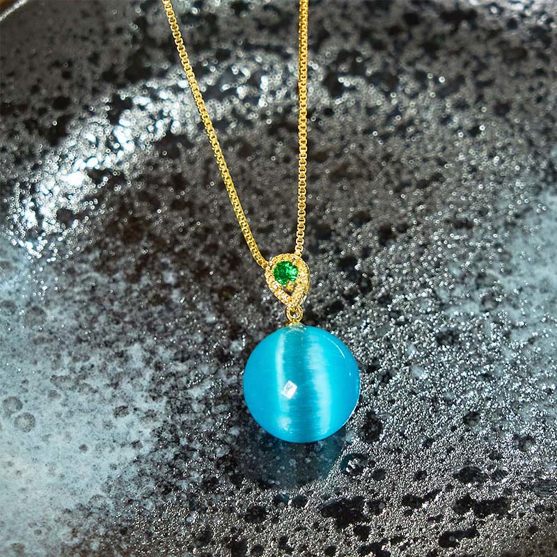 Nimara Ritual Cat's Eye Round Ball Confidence Necklace Pendant