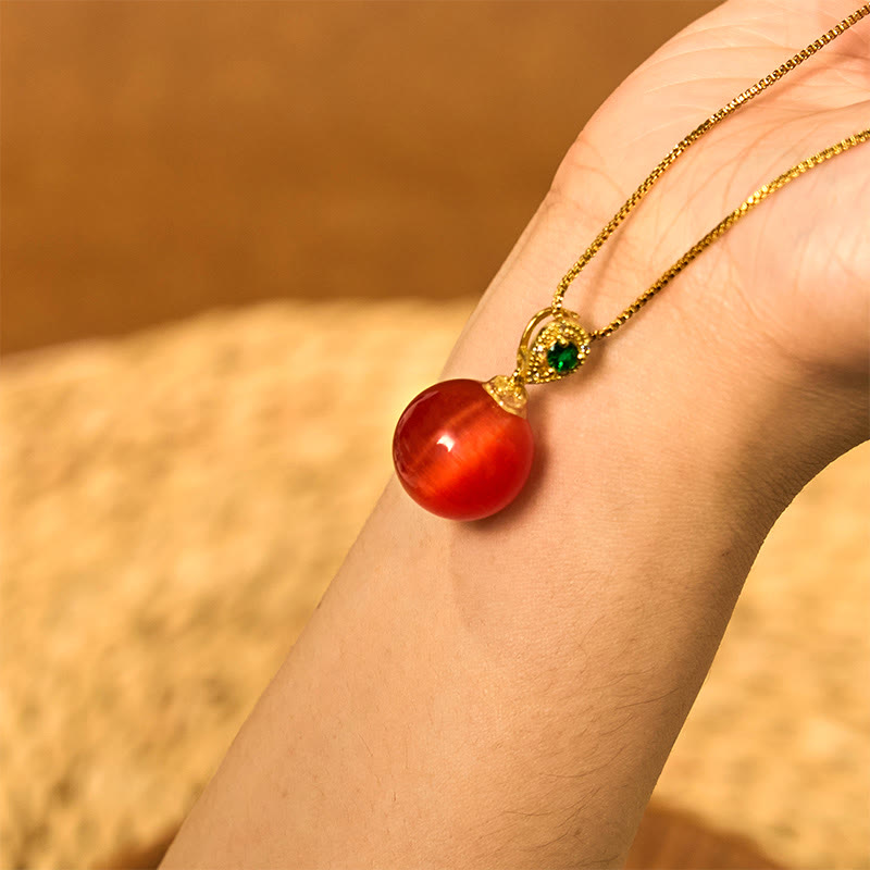 Nimara Ritual Cat's Eye Round Ball Confidence Necklace Pendant