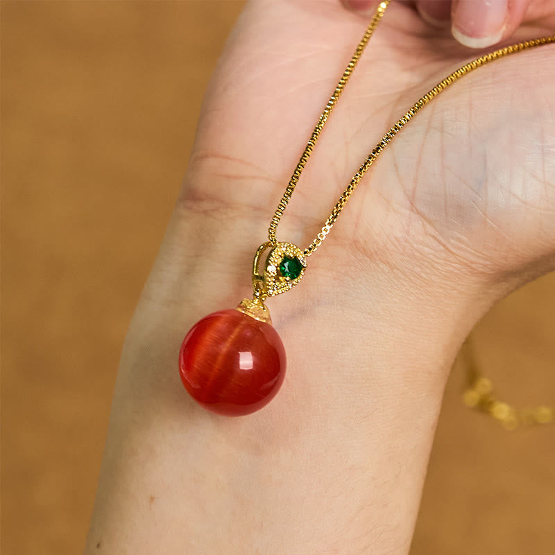 Nimara Ritual Cat's Eye Round Ball Confidence Necklace Pendant