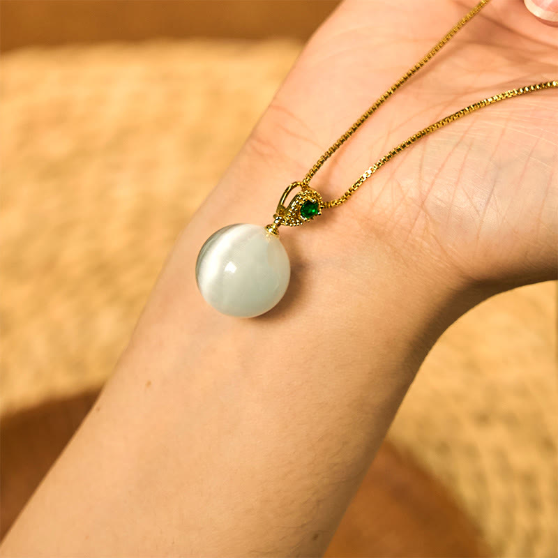 Nimara Ritual Cat's Eye Round Ball Confidence Necklace Pendant
