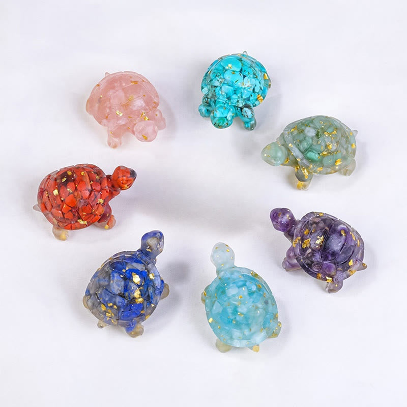 Nimara Ritual Natural Crystal Gravel Drip Resin Small Turtle Decoration Statue