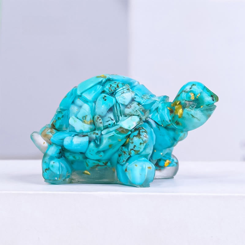 Nimara Ritual Natural Crystal Gravel Drip Resin Small Turtle Decoration Statue