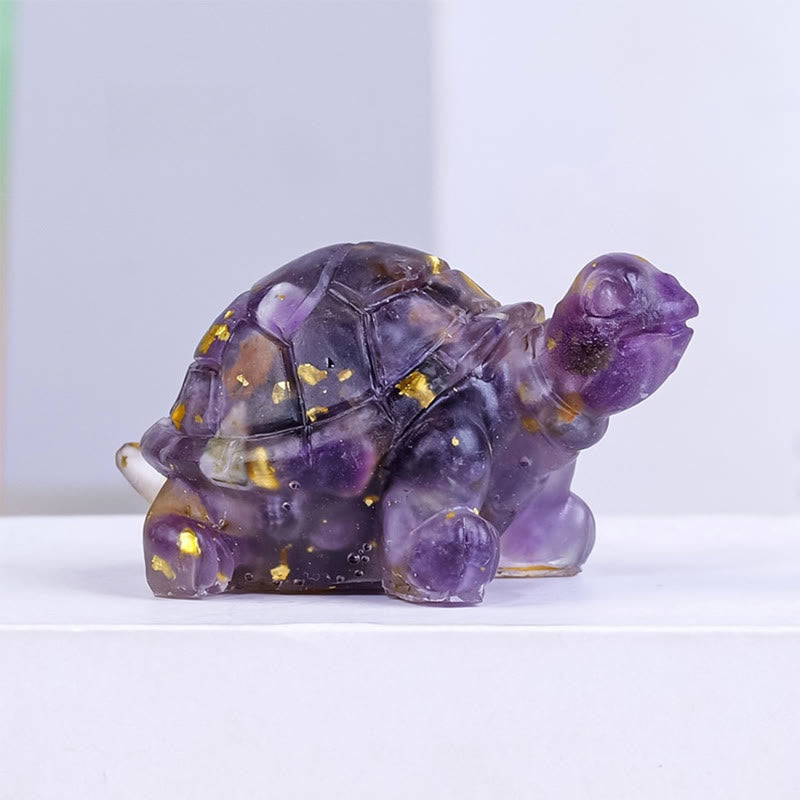 Nimara Ritual Natural Crystal Gravel Drip Resin Small Turtle Decoration Statue