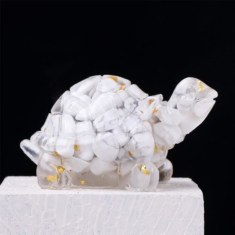 Nimara Ritual Natural Crystal Gravel Drip Resin Small Turtle Decoration Statue