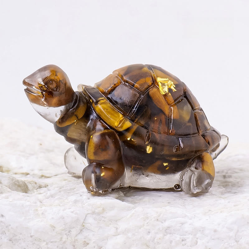 Nimara Ritual Natural Crystal Gravel Drip Resin Small Turtle Decoration Statue
