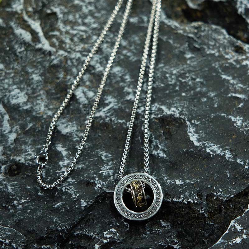 Nimara Ritual Double Ring PiXiu Peace Buckle Wealth Rotatable Necklace Pendant