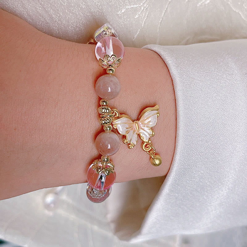 Nimara Ritual Natural Amethyst Sun Stone Butterfly Peace Bracelet