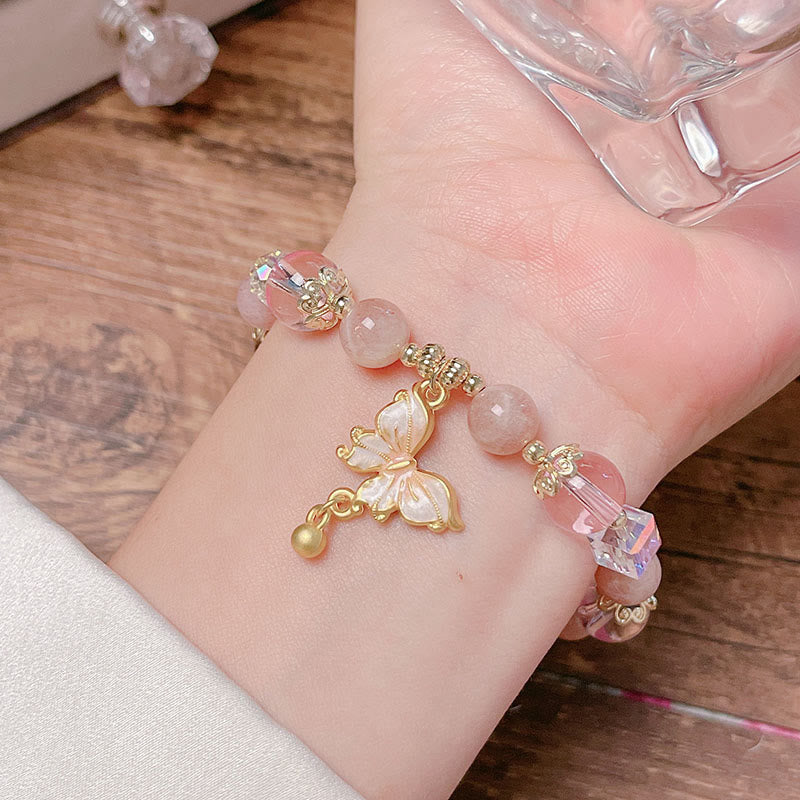 Nimara Ritual Natural Amethyst Sun Stone Butterfly Peace Bracelet