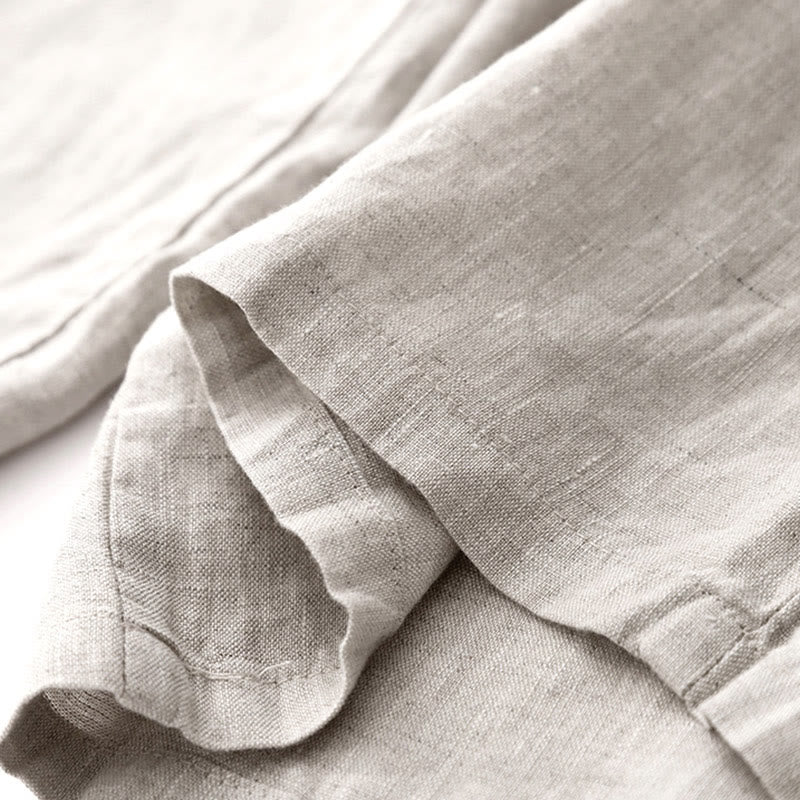 Nimara Ritual Summer Plain Color Ankle-Length Drawstring Cotton Linen Women's Wide Leg Pants With Pockets Zipper