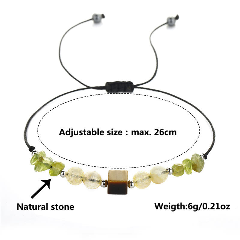 Nimara Ritual Find Your Joy Peridot Citrine Tiger Eye Peace Rope Bracelet