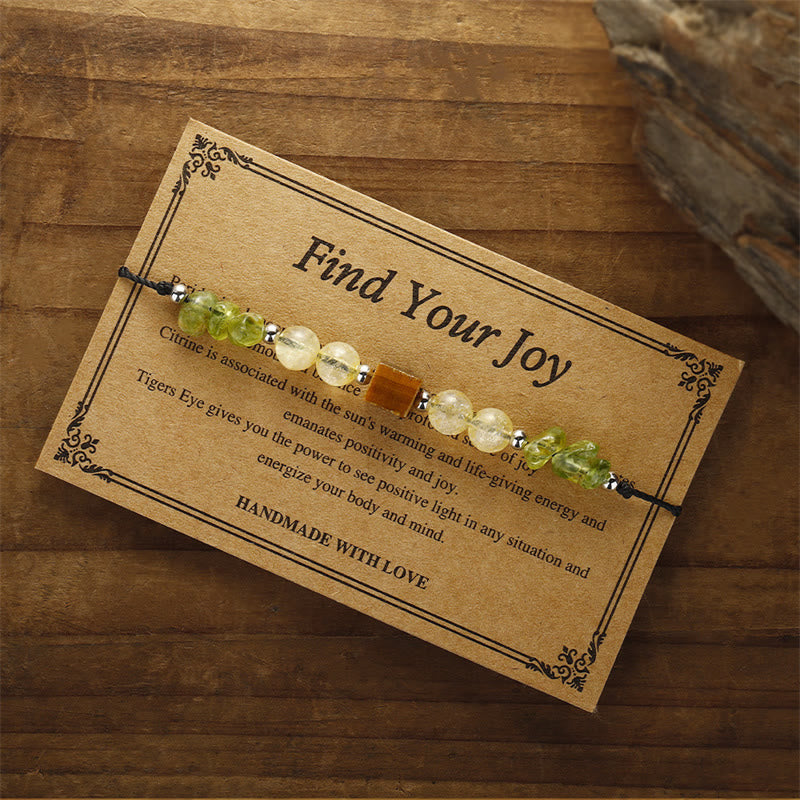 Nimara Ritual Find Your Joy Peridot Citrine Tiger Eye Peace Rope Bracelet