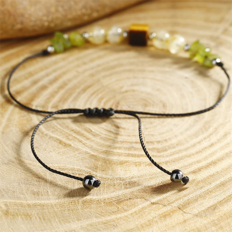 Nimara Ritual Find Your Joy Peridot Citrine Tiger Eye Peace Rope Bracelet