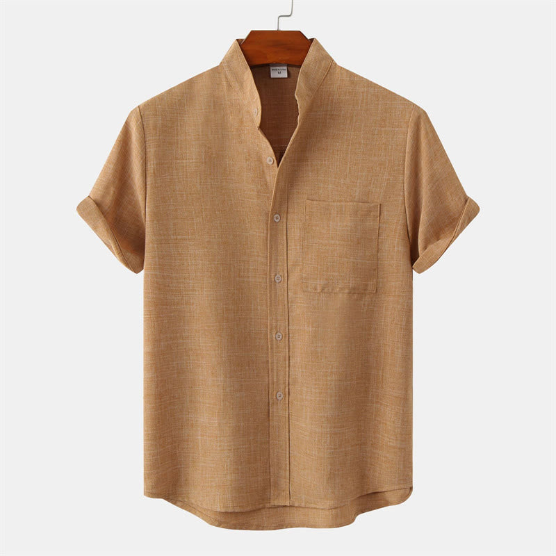Nimara Ritual Summer Men's Button Plain Short Sleeve Shirt With Pocket