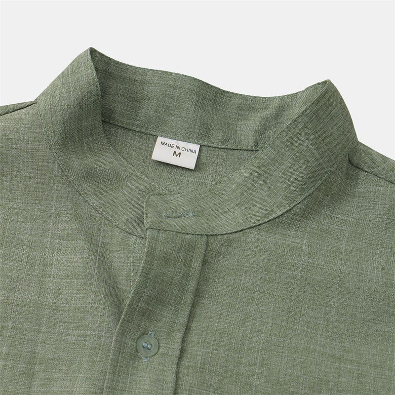 Nimara Ritual Summer Men's Button Plain Short Sleeve Shirt With Pocket