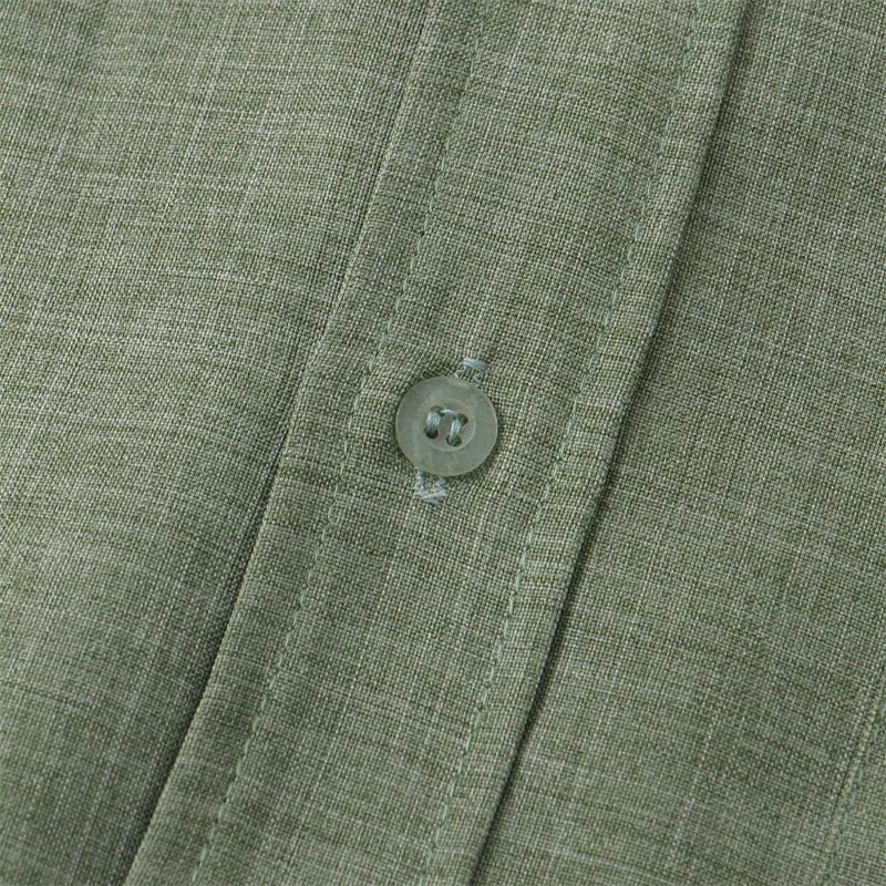 Nimara Ritual Summer Men's Button Plain Short Sleeve Shirt With Pocket