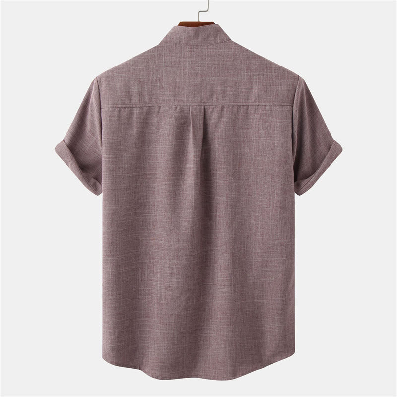 Nimara Ritual Summer Men's Button Plain Short Sleeve Shirt With Pocket