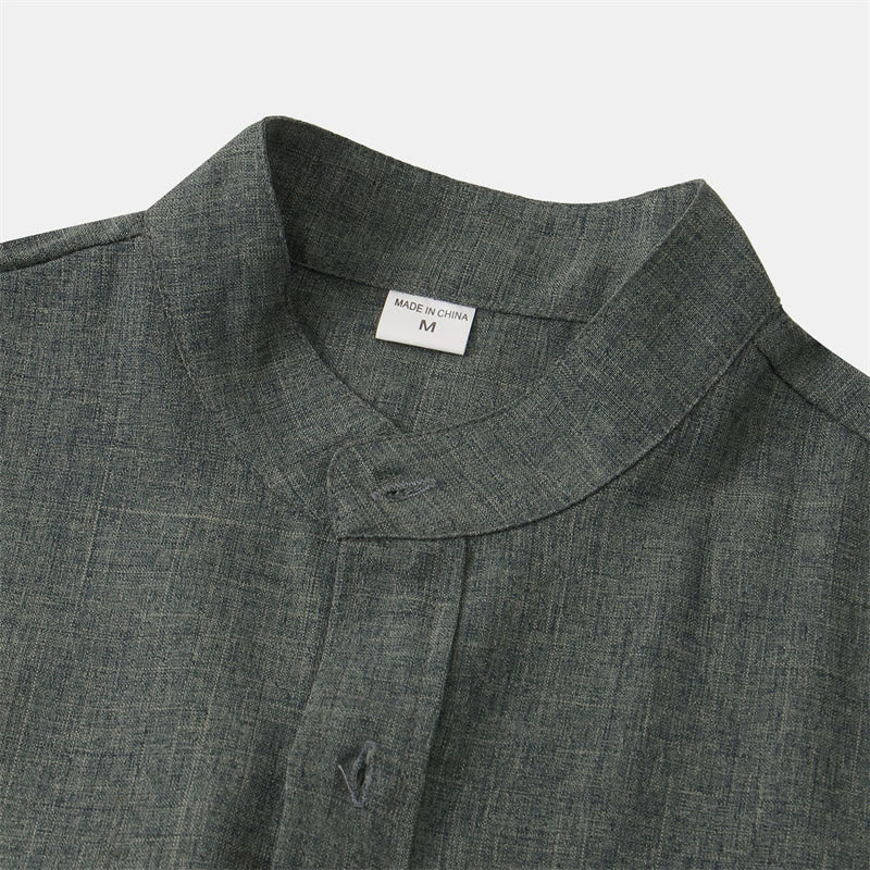 Nimara Ritual Summer Men's Button Plain Short Sleeve Shirt With Pocket