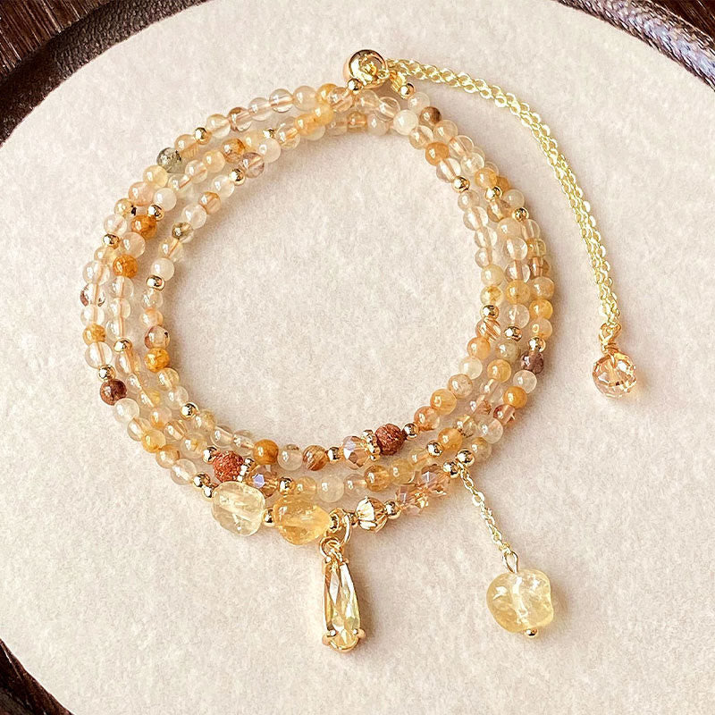 Nimara Ritual Natural Citrine Beads Pleasure Multi Layer Bracelet