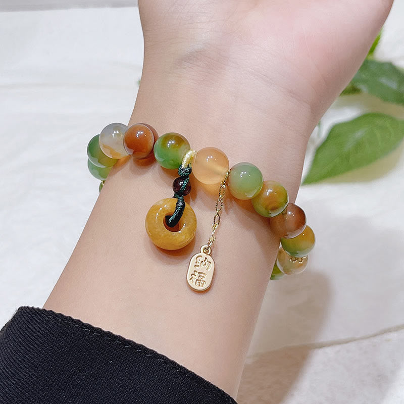 Nimara Ritual "May Balance and Safety Be With You"Peacock Agate Bracelet Includes Gift Message Card