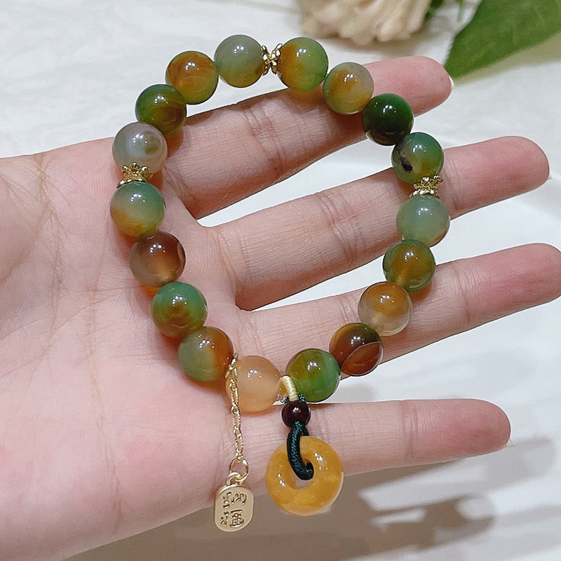 Nimara Ritual Peacock Agate Topaz Peace Buckle Nafu Balance Bracelet