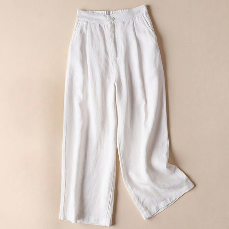 Nimara Ritual Commute Solid Color 7-8 Length Women's Wide Leg Pants With Pockets