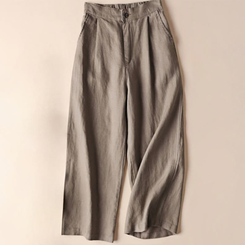 Nimara Ritual Commute Solid Color 7-8 Length Women's Wide Leg Pants With Pockets