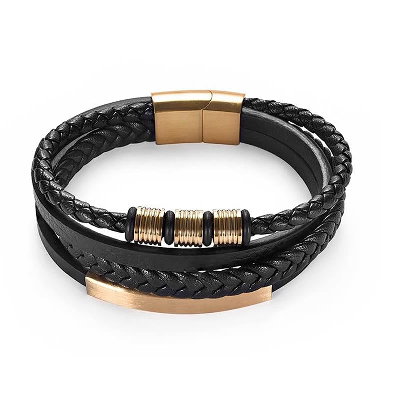 Nimara Ritual Fashion Titanium Steel Leather Hand Woven Magnetic Buckle Strengthen Bracelet
