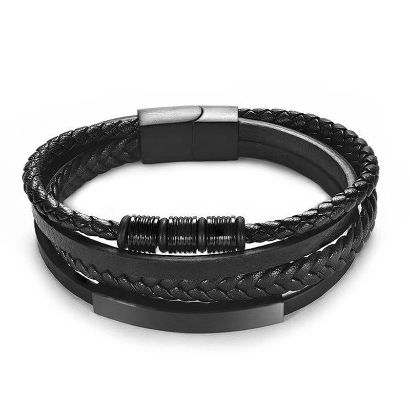 Nimara Ritual Fashion Titanium Steel Leather Hand Woven Magnetic Buckle Strengthen Bracelet