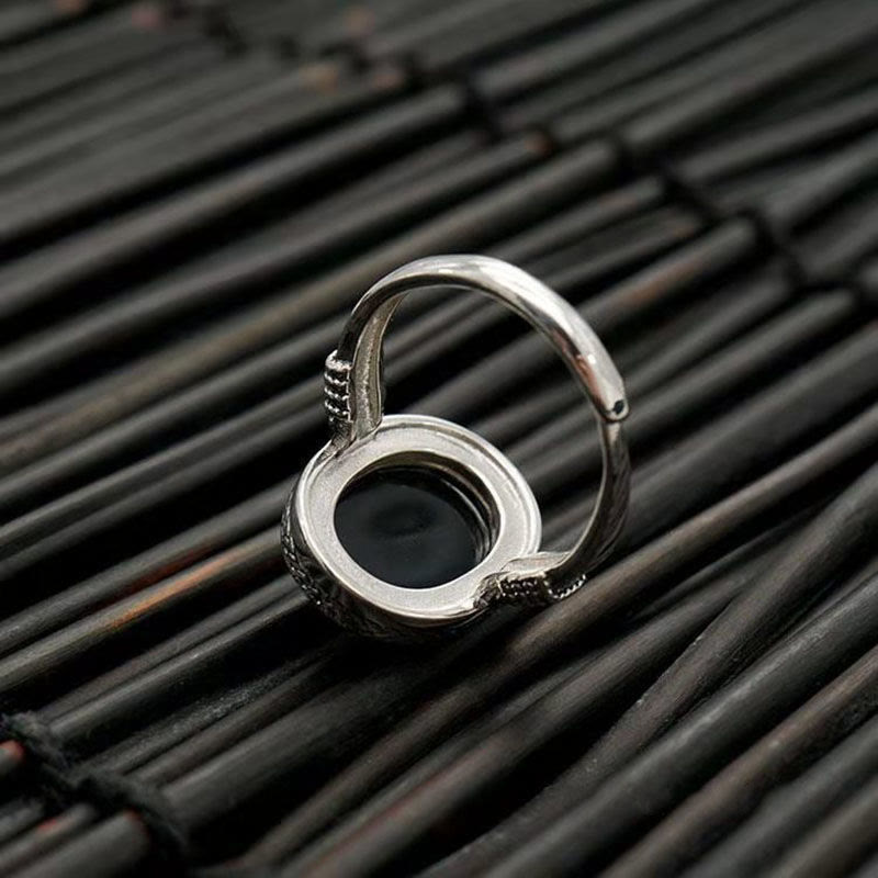 Nimara Ritual Natural Black Onyx Adjustable Protection Ring